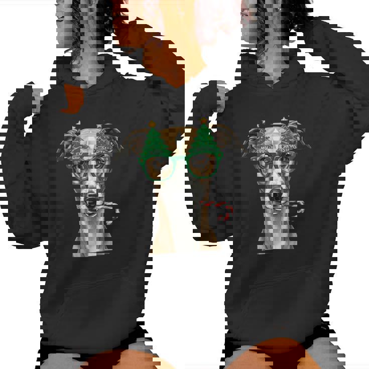 Christmas Tree Sunglasses Whippet Candy Cane Womens Women Hoodie