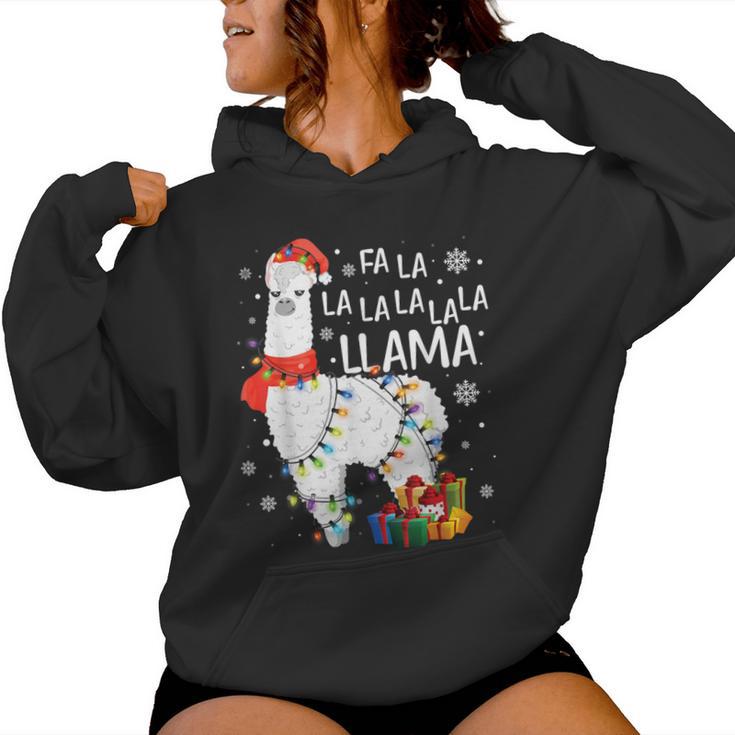 Fa La La Llama Christmas Lllama Lover Xmas Pajamas Women Hoodie Seseable UK