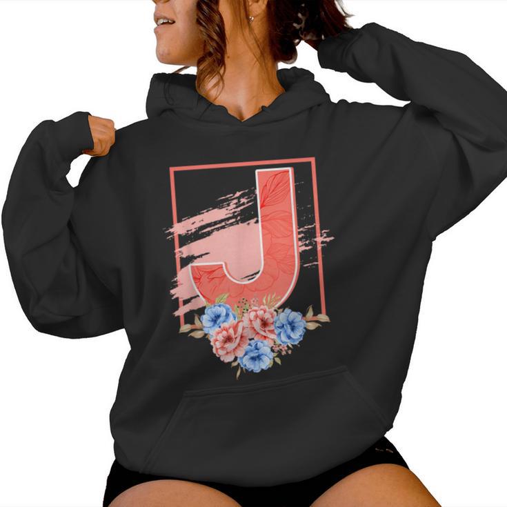 Letter J Flowers Last Name Alphabet Consonant Girl Birthday Kapuzenpullover für Damen