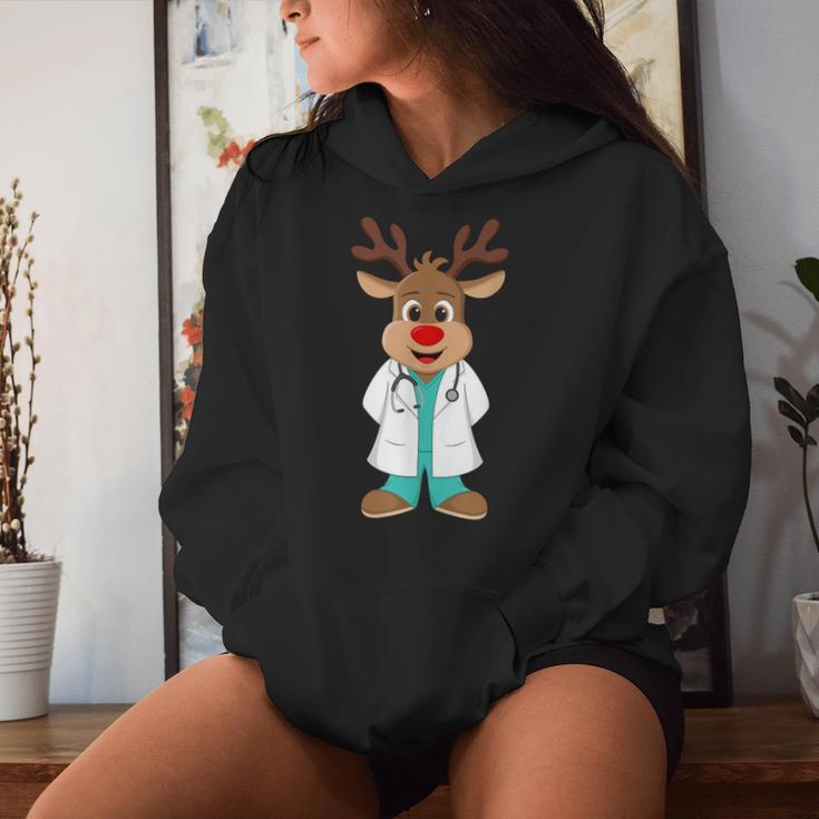 Christmas Nurse Reindeer Scrubs Uniform Kapuzenpullover für Damen Geschenke für Sie