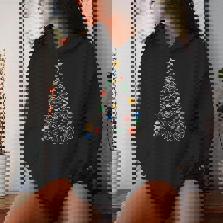 Dna Christmas Tree Science Puns Christmas Teacher Women Hoodie Gifts for Her