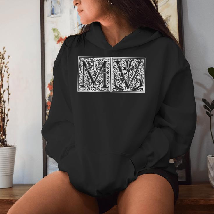 Mv Initialen M Name Nachname Onomastics Onomatology Kapuzenpullover für Damen Geschenke für Sie