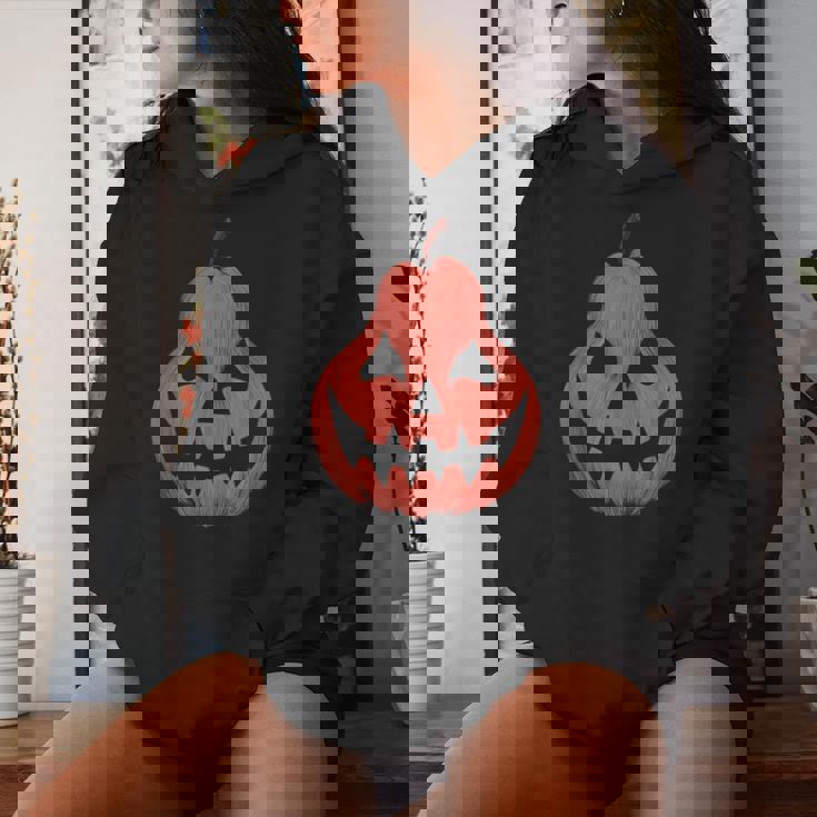 Scary Pear Pumpkin Jack O Lantern Halloween Women's Hoodie Gifts for Her