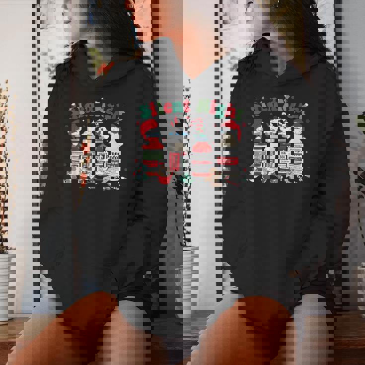 Silent Night Merry Christmas Nurse Pills Pharmacist Pharmacy Women Hoodie Gifts for Her