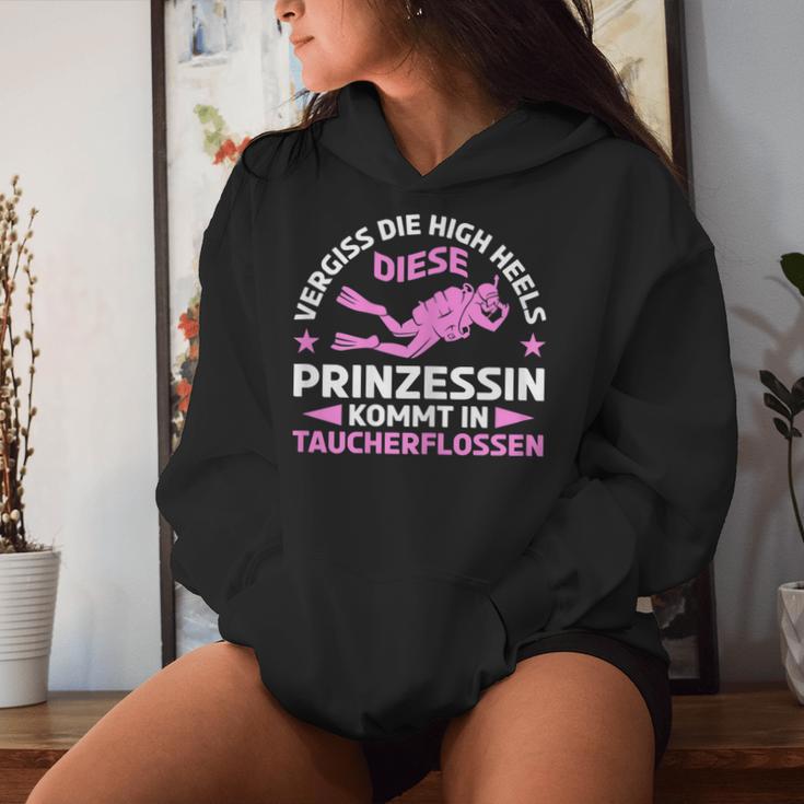 Women's Diese Prinzessin Kommt In Diving Fins Sports Diving S Kapuzenpullover für Damen Geschenke für Sie