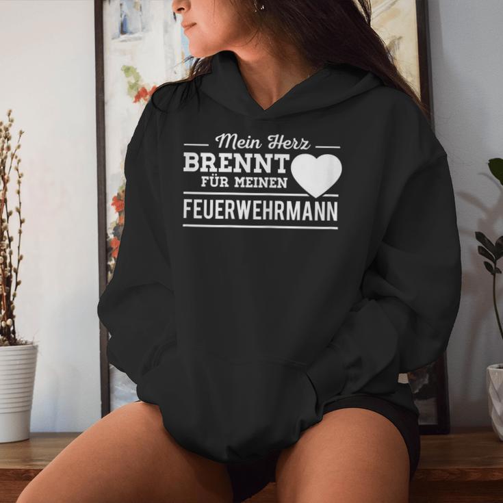 Women's Mein Herz Brennt Für Meinen Fireman Fire Brigade Kapuzenpullover für Damen Geschenke für Sie