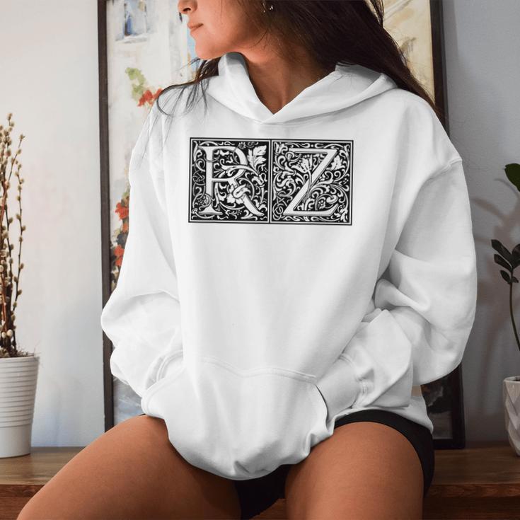 Rz Initials R Z Name Surname Onomastics Onomatology Gray Kapuzenpullover für Damen Geschenke für Sie