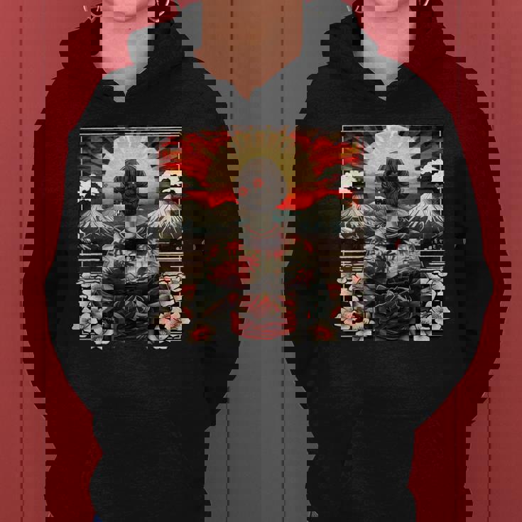 Art Japonaisintage Coucher De Soleil Montagne Floral Geisha Sweat à capuche femme