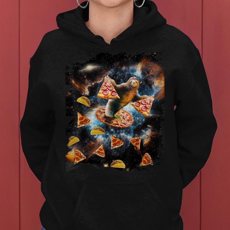 Galaxy Sloth Eat Pizza Taco In Space Kapuzenpullover für Damen