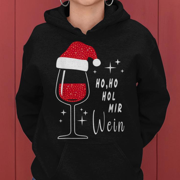 Ho Ho Hol Mir Wine Christmas Outfit Santa Hat Fun Xmas Kapuzenpullover für Damen