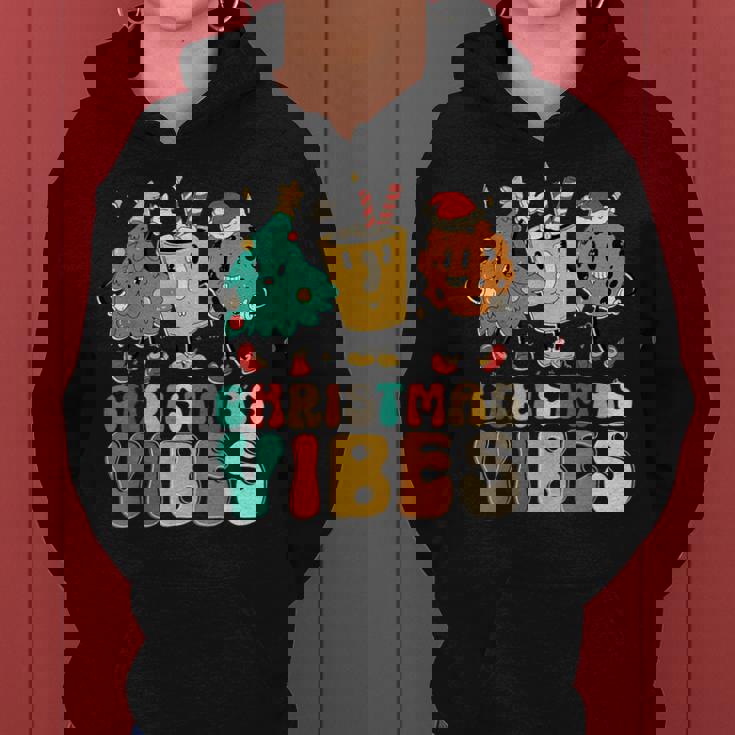 Vintage Groovy Christmas Santa Claus Christmas Vibes Women Hoodie