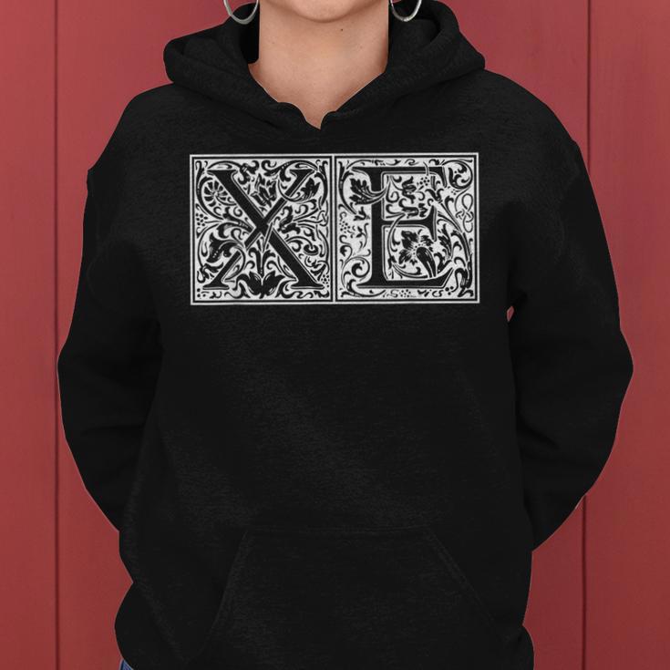 Xe Initials X E Name Last Name Onomastics Onomatology Kapuzenpullover für Damen