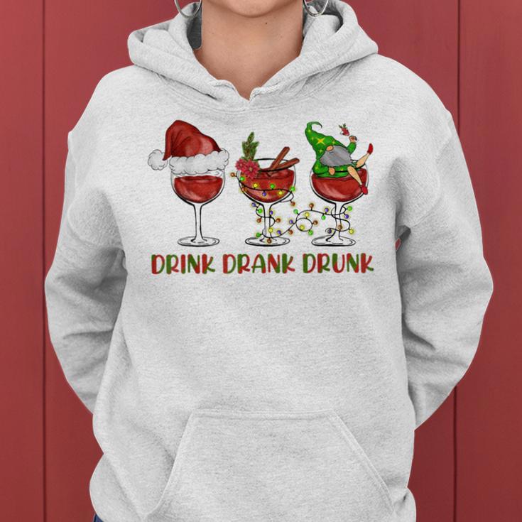 Drink Drank Drunk Wine Santa Christmas Blue Kapuzenpullover für Damen