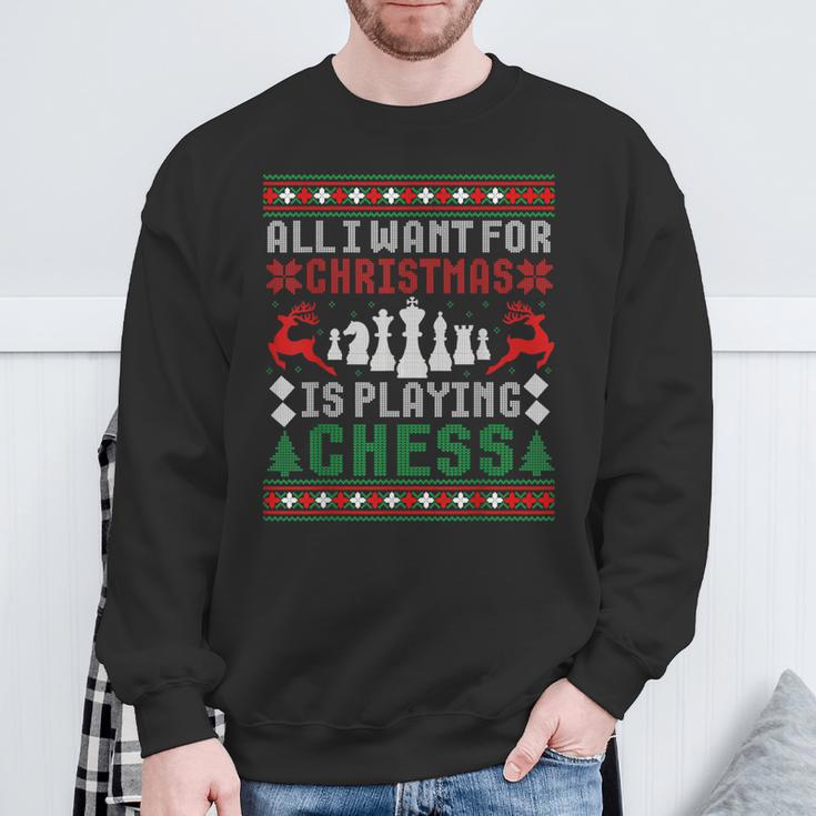 Alles Was Ich Zu Weihnachten Want Ist Schach Spielen Uglicher Christmas Jumper Sweatshirt Geschenke für alte Männer