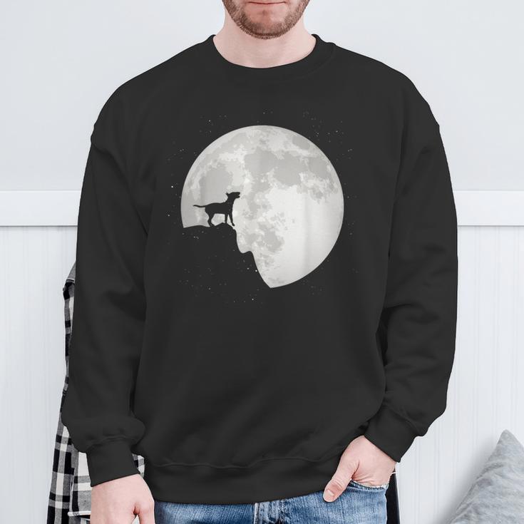 Bull Terrier Dog Portrait Dog Portrait Moon Sweatshirt Geschenke für alte Männer