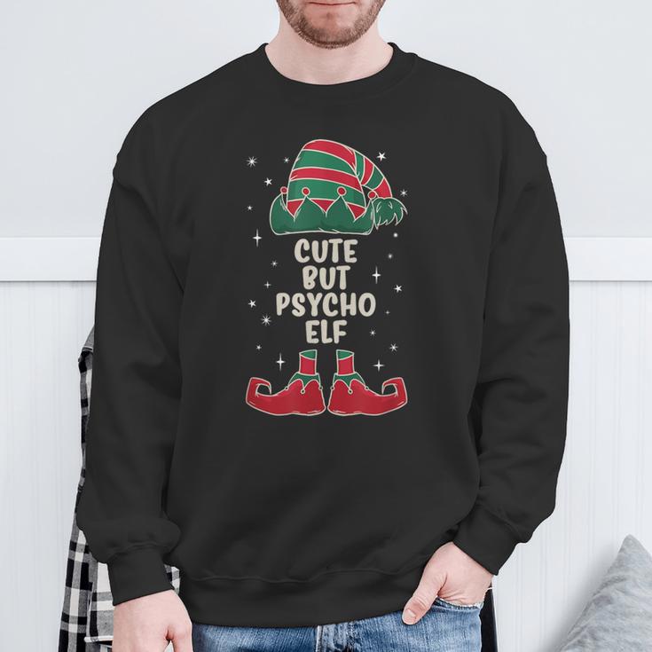 Cute But Psycho Elf Lustiges Elfenoutfit Für Elfenfans Sweatshirt Geschenke für alte Männer