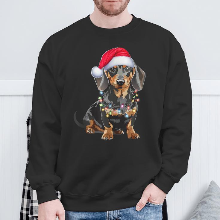 Dachshund Dog Santa Hat Christmas Light Sweatshirt Geschenke für alte Männer