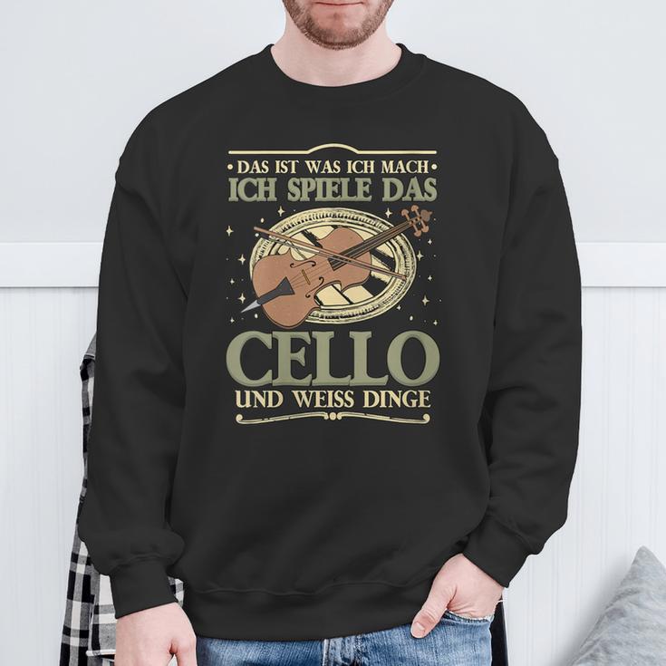 Damen Das Ist Was Ich Mach Ich Spiele Das Cello Und Weiss Dinge Mit-Ausschnitt Sweatshirt Geschenke für alte Männer