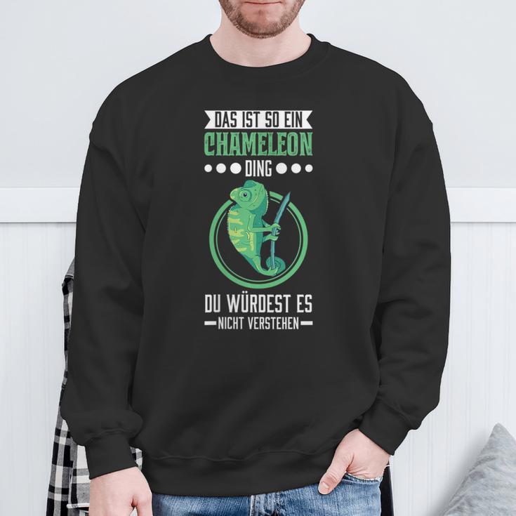 Damen Das Ist So Ein Chameleon Ding Chamäleon Mit-Ausschnitt Sweatshirt Geschenke für alte Männer