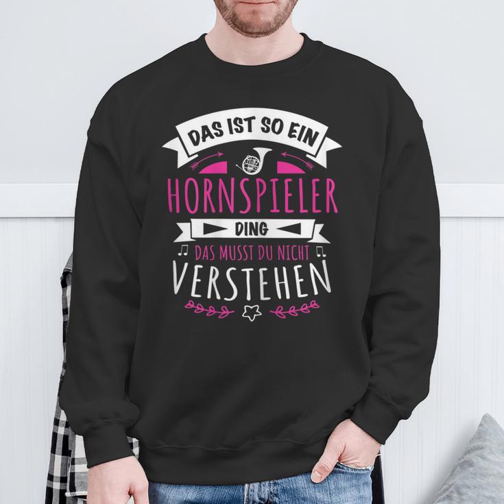 Damen Musiker Hornspieler Das Ist So Ein Horn Ding Sweatshirt Geschenke für alte Männer