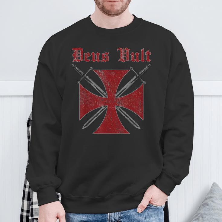 Deusult Helmet Templar Order Templar Holy Cross Sweatshirt Geschenke für alte Männer