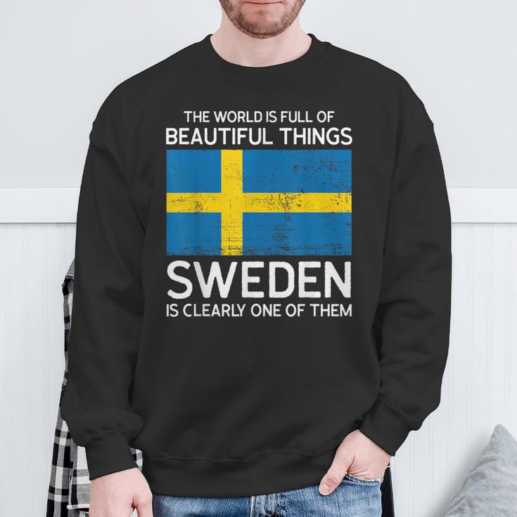 Die Welt Ist Schöne Dinge Schwedische Wurzeln Sweatshirt Geschenke für alte Männer