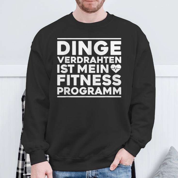 Dingeerdrahtten Ist Mein Fitnessprogramm Elektroniker German Sweatshirt Geschenke für alte Männer