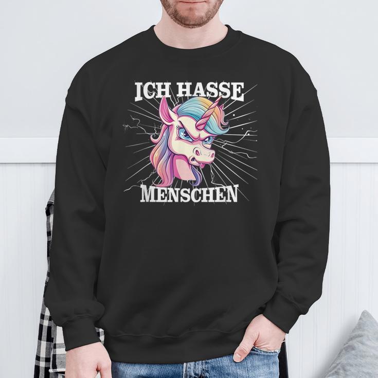 Unicorn Meme Based Ich Hasse Menschen Sweatshirt Geschenke für alte Männer