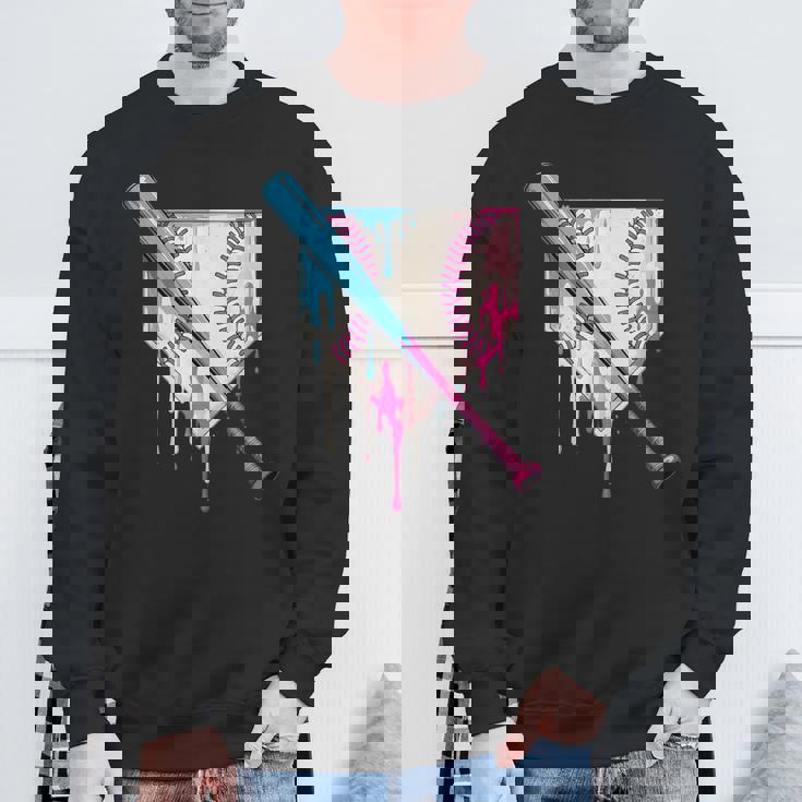 Ice Cream Drip Baseball Bat Home Plate With Sprinkles Drip Sweatshirt Gifts for Old Men