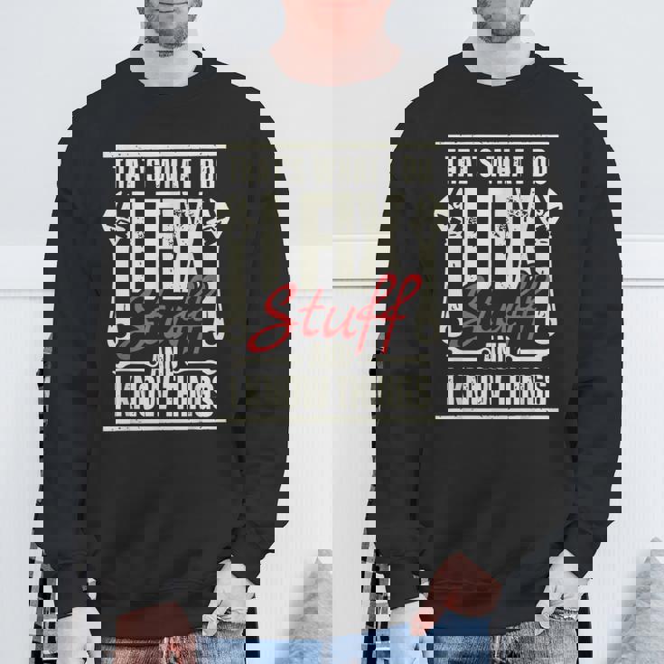 Men's I Fix Stuff Mechanic Engineer Garage Sweatshirt Gifts for Old Men