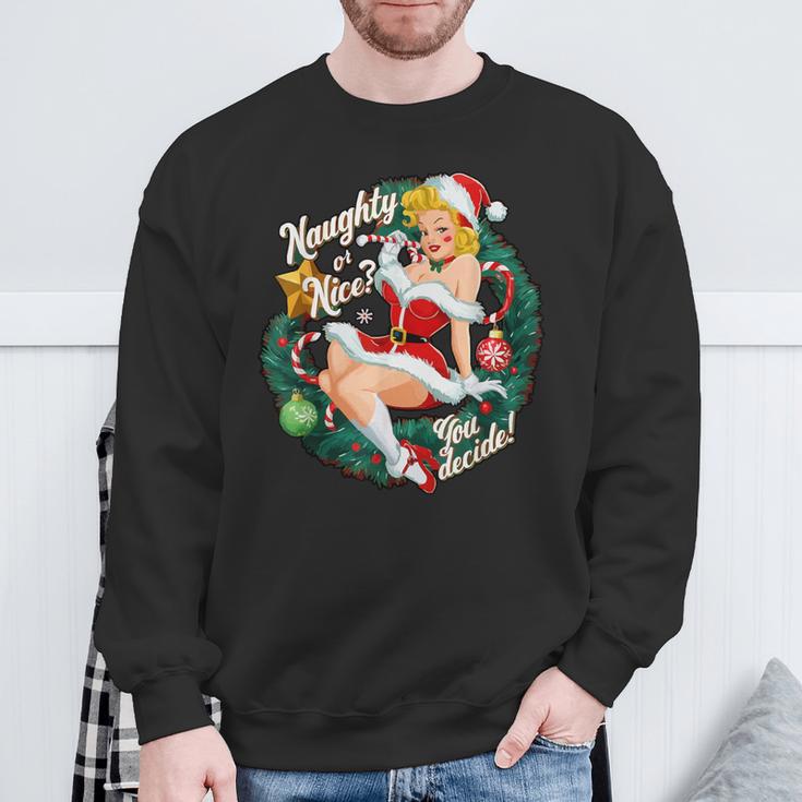 Naughty Or Nice Du Entscheide Pinup Sweatshirt Geschenke für alte Männer