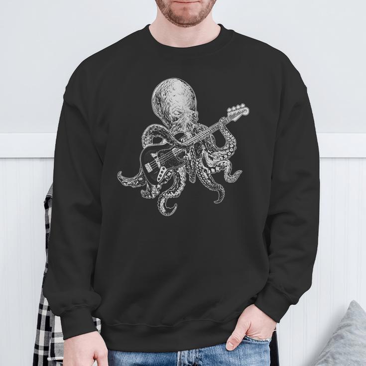 Octopus Playing Bass Guitar For Dad Octopus Lover Sweatshirt Gifts for Old Men