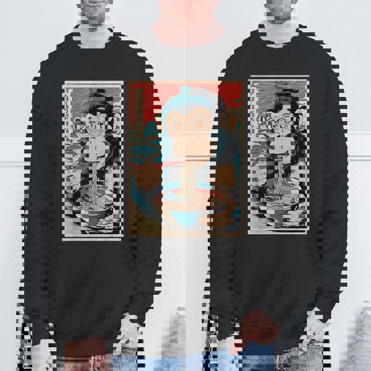 Ramen Japanese Kawaii Monkey Graphic Anime Sweatshirt Gifts for Old Men