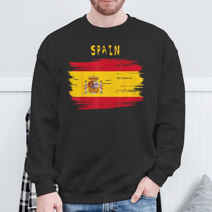 Spain Flag Brush Stroke Style Sweatshirt Geschenke für alte Männer