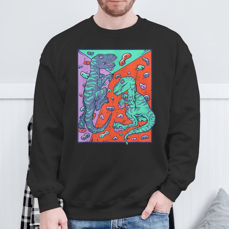 T-Rex Rock Climbing Dino Bouldering Sweatshirt Geschenke für alte Männer