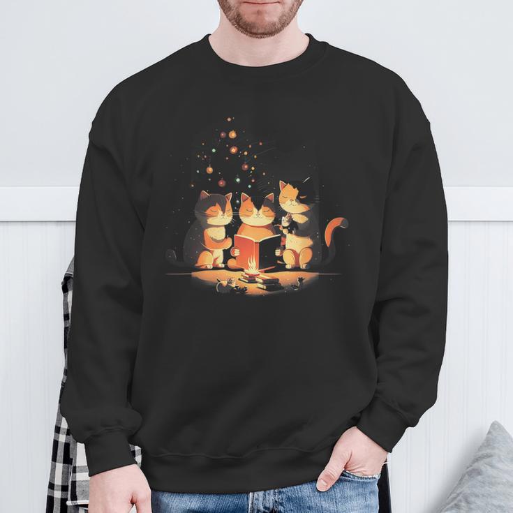 Weihnachtskatze Katze Süßer Hut Kunst Illustration Sweatshirt Geschenke für alte Männer