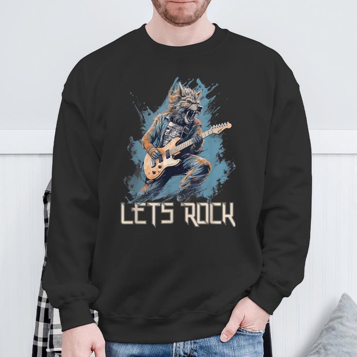 Werewolf Rocker Rockt Die Bühne Mit Seiner Gitarre Sweatshirt Geschenke für alte Männer