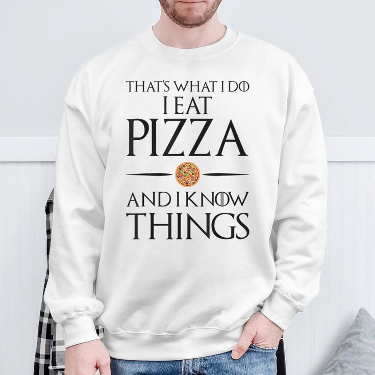 Pizza Das Ist Was Ich Essen Und Weiß Dinge German Gray Sweatshirt Geschenke für alte Männer