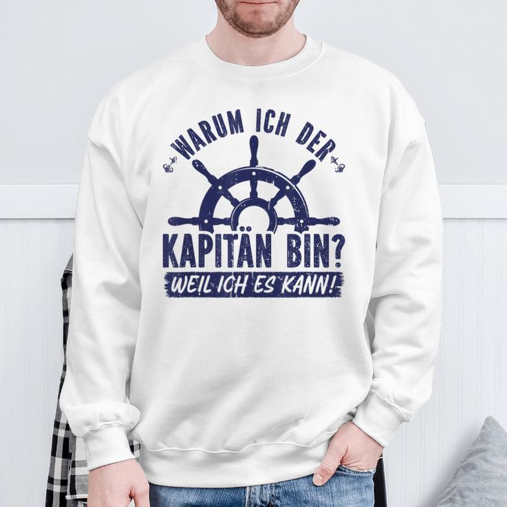 Warum Ich Der Kapänn Bin Weil Ich Es Kann Boat Rider Gray Sweatshirt Geschenke für alte Männer