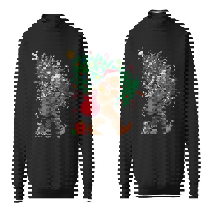 Bigfoot Santa Christmas Tree Lights Xmas Boys Sasquatch Sweatshirt