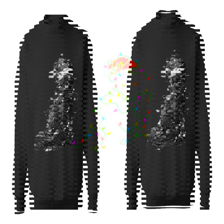 Black Cat Santa Christmas Tree Lighting Xmas Sweatshirt