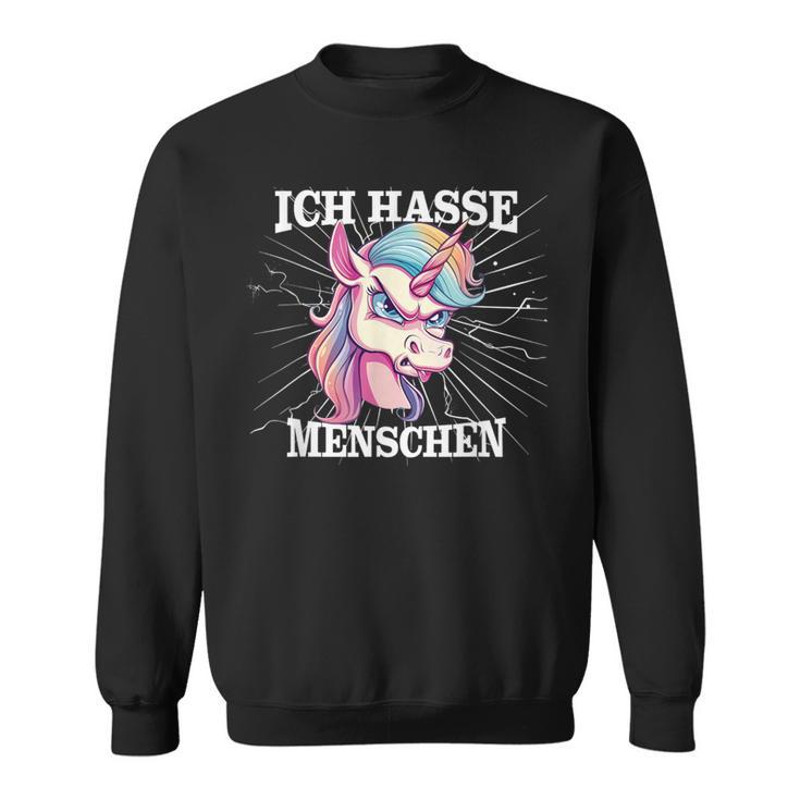 Unicorn Meme Based Ich Hasse Menschen Sweatshirt