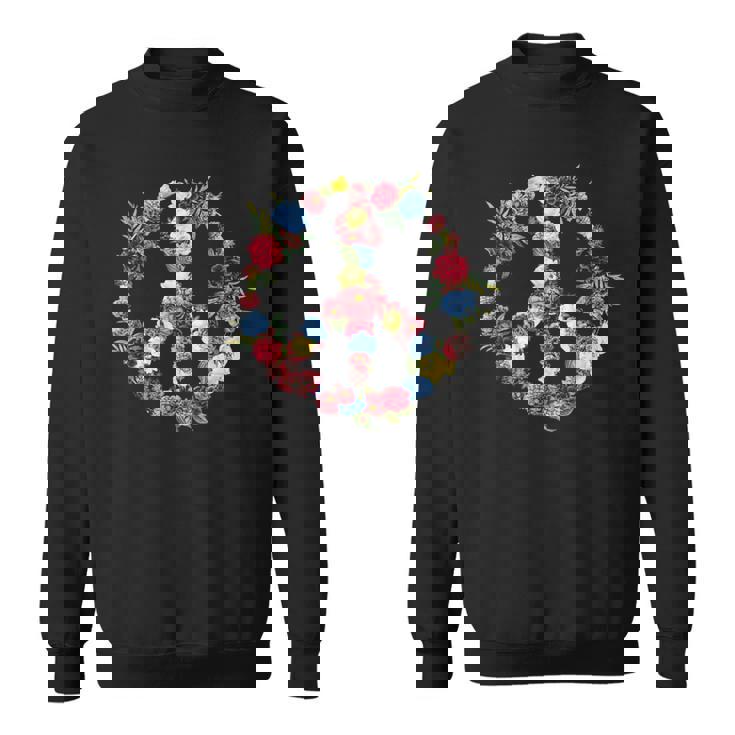 Peace Sign Flower Wreath Love And Kindness Botanical Hippie Sweatshirt