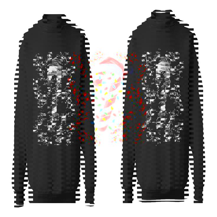 Red And White Candy Cane Santa Christmas Xmas Lights Sweatshirt