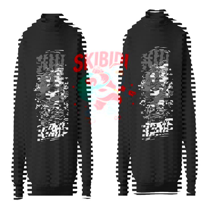 Retro Skibidi Rizzmas Santa Clause Skating Board Xmas Sweatshirt