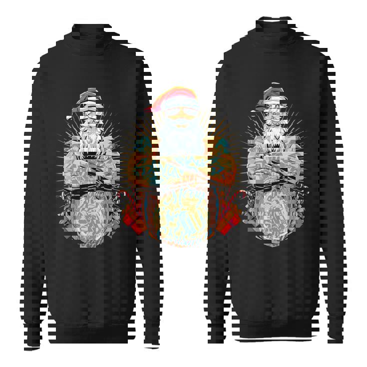Tattoo Santa Biker Santa Claus Christmas Beer Belly Xmas Tank Top Sweatshirt