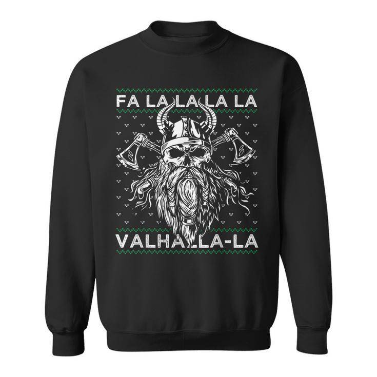 Ugly Christmas Fa La Laalhalla-Laiking Skull Sweatshirt