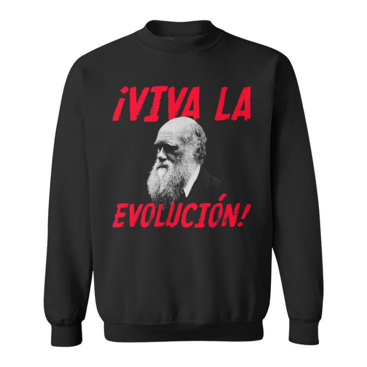 Viva La Evolución Charles Darwin Portrait Boys Sweatshirt