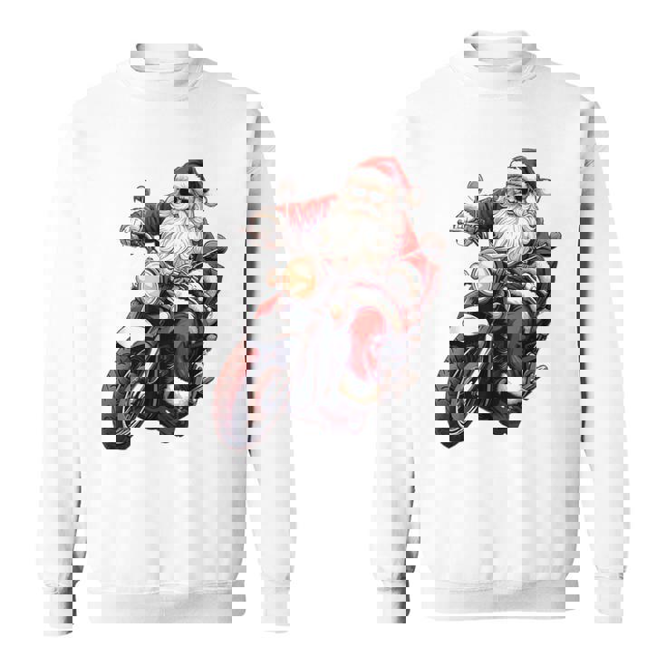 Santa Riding Motorcycle Bike Christmas Biker Xmas Sweatshirt