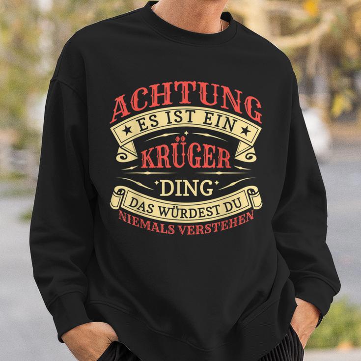 Achtung Es Ist Ein Krüger Ding Last Name Plate Sweatshirt Geschenke für Ihn